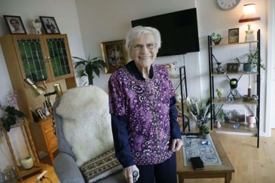 Gerda Marie Nielsen har boet på Søglimt Plejecenter i Sunds siden november 2021. Foto: Henrik Ole Jensen