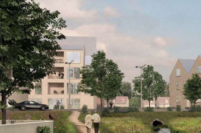 Herning Kommunes nye plan hedder »Ny by Gødstrup« og vil med en fuld udbygning føre til 5762 indbyggere fordelt på 2278 boliger. Visualisering: Herning Kommune/ReVærk Arkitektur