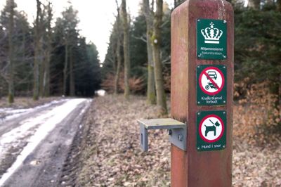 Skilteskoven i skoven skal tyndes ud. Det mener Friluftsrådet, der arbejder for at lette alles adgang til naturen. Friluftsrådet anbefaler i en kampagne at indberette skilte med forbud for at kontrollere, om de er lovlige. Foto: Jens Anker Tvedebrink