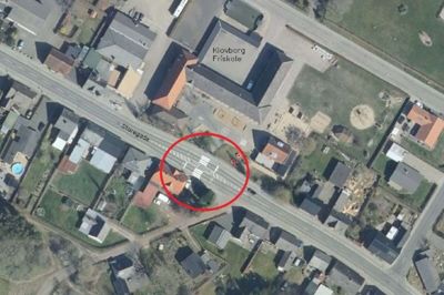 Her vil lysreguleringen i Storegade blive placeret. Det bliver i øvrigt den første af slagsen i byen. Skitse: Ikast-Brande Kommune