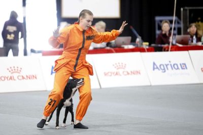 Hundeshowet var blandt andet vært for »dog dancing«, hvor hund og ejer danner dansepartnere. Foto: Henrik Ole Jensen