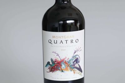 Den chilenske vin »Quatro« er fra vinhuset Montgras, og den er lavet på hele fire druer: cabernet, carmenere, syrah og malbec. Foto: Henrik Ole Jensen
