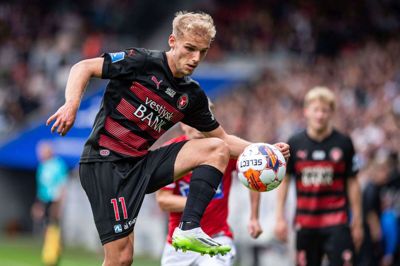 Gustav Isaksen i sin formentlig sidste kamp for FC Midtjylland i søndags mod Silkeborg. Ny synes han på vej til italienske Lazio. Foto: Morten Kjær/Ritzau Scanpix