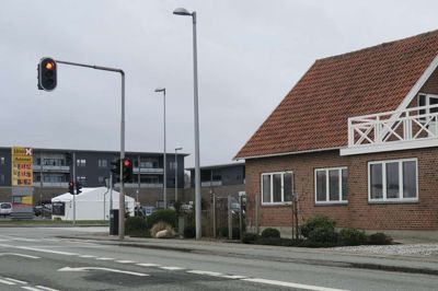 Spejderlegen fandt sted tæt på krydset ved Rema 1000 i Snejbjerg.