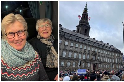 Søstrene Lisbeth Kjærgaard og Inger Duch var blandt de abonnenter, der tog turen til København for at overvære tronskiftet.