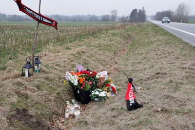 Ulykkesstedet på hovedvej 15, hvor en 28-årig mand blev ramt af en varebil.