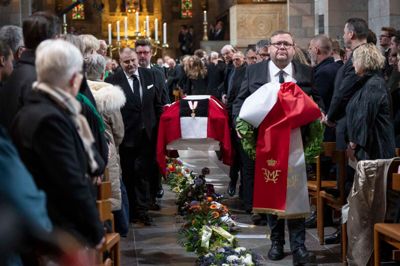 De Konservatives afdøde formand, Søren Pape Poulsen, bisættes fra Viborg Domkirke lørdag den 9. marts 2024. Pape, som var tidligere borgmester i Viborg, døde i en alder af 52 år efter en hjerneblødning.. (Foto: Bo Amstrup/Ritzau Scanpix)