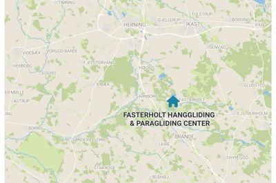 Det var fra hanggliding-centret i Fasterholt, at den 59-årig mand lettede med sin hangglider.