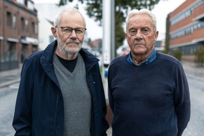 Steen Jerne (t.v.) og Flemming Poulsen kalder støj-situationen i midtbyen for både urimelig og unødvendig. Naboerne repræsenterer en gruppe borgere og erhvervsdrivende, som kræver handling nu.