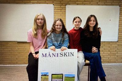 Astrid Graversen Handberg, Clara Nørgård Sørensen, Sofia Cholovska og Karina Gaizauskaite - set fra venstre - har i deres projekt gjort Haderup-arrangementet »måneskin« mere børne- og ungdomsvenligt.