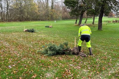 Driftsfolk fra Herning Kommune klarede opgaven med at få plantet de mange træer ved Herning Golf Klub. Foto: Privatfoto