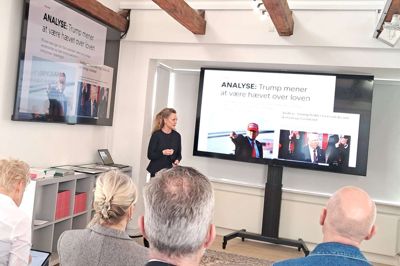 Louise Byg Kongsholm, som er indehaver og direktør for Pej-Gruppen fortalte blandt andet om, at vi i Danmark er afhængige af, hvad der sker rundt omkring i verden - for det påvirker os.