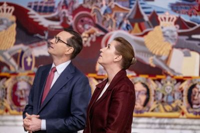 Statsminister Mette Frederiksen (S) tog i torsdags imod Polens premierminister Mateusz Morawiecki på Christiansborg. Foto: Liselotte Sabroe/Ritzau Scanpix