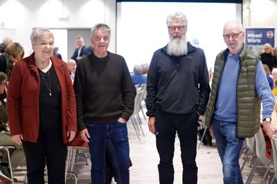 Vi mødte fire vælgere inden Ældre Sagens pandeldebat. Fra venstre ses Tove Møller Lauridsen, Johnny Bach, Hans Henrik Feldbæk Gårdsøe og Erik Fink.