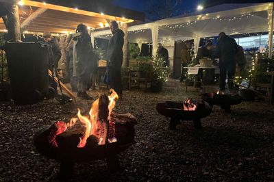 Lyskæderne, de små bålfade og det nyklippede gran betød at julestemningen for alvor ramte Skovdal Grønt forleden aften.
