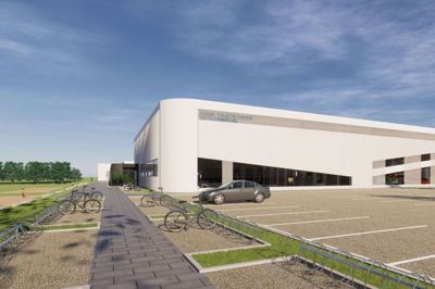 Sådan kan facaden på den kommende svømmehal på Klank se ud i følge det projekt, som arkitekten Arne Nielsen har udarbejdet for foreningen Klank Svømmehal.