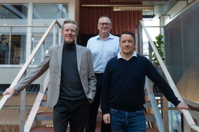 Freight Solution har til huse i Innovatorium, og her vil man gerne blive boende så længe det er muligt, siger medstifter og direktør André Lundberg (t.v.)