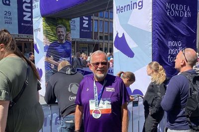 Karl Højhus Jeppesen ved målet i Royal Run 2023 i Herning.
