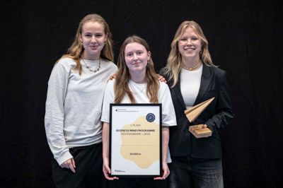 Kirsten Vind Dahl, Emilie Godskesen Olesen og Sofie Fonnesbech Pedersen sejrede ved entreprenør-konkurrence.
