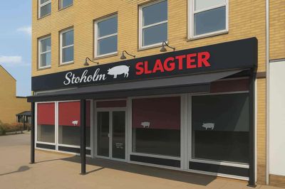 Illustrationen viser den kommende afdeling af Stoholm Slagter i Vesterbrogade i Viborg. Butikken erstatter afdelingen i Sct. Mathias Centret.