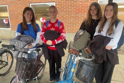 Fire af de fem medlemmer af Team CP håber deres gode idé får lov at leve videre. Fra venstre Freja Kjeldgaard Jensen, Sofie Borch Damgaard, Vibeke Sønderkær Bødker og Clara Gammelgaard