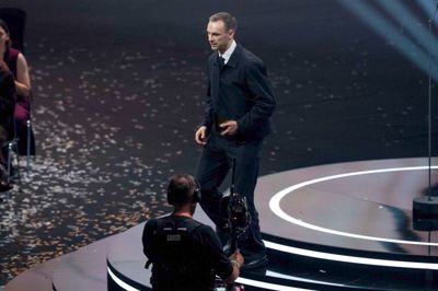 Mathias Gidsel vandt prisen som Årets Sportsnavn ved Sport 2025 - DR liveshow i Jyske Bank Boxen i Herning lørdag den 3. januar 2026.. (Foto: Bo Amstrup/Ritzau Scanpix)