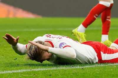 RB Leipzig og angriberen Conrad Harder kommer ikke til at spille fodbold lørdag i Bundesligaen på grund af snevejret i Tyskland. (Arkivfoto).