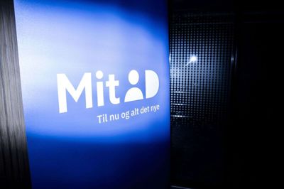 MitID-skilt i København i oktober 2021 i forbindelse med overgangen fra NemID til MitID. (Arkivfoto).