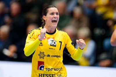 Stine Skogrand scorede 10 mål i udesejren over Brest Bretagne. Billedet her er fra hjemmekampen mod samme modstander.