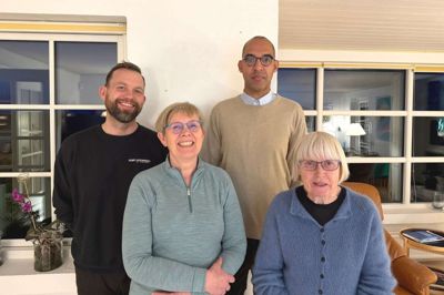 Den nystiftede Foreningen mod Energipark Tjele har en bestyrelse bestående af fra venstre Jonas Laursen, kasserer Nancy Knudsen, formand David Munk-Bogballe og Birthe Harritz, mens næstformand Morten Lund ikke var til stede ved fotograferingen.