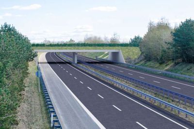 Vejdirektoratet har udgivet en miljøkonsekvens-vurdering af udbygningen af motortrafikvejen nord om Herning, hvorfra dette billede af en faunapassage for rådyr stammer fra.