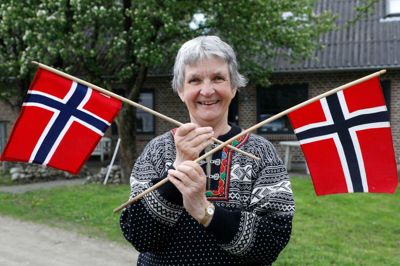 Margun Trædal fejrer hvert år norsk nationaldag 17. maj med åbent hus for norsksindede