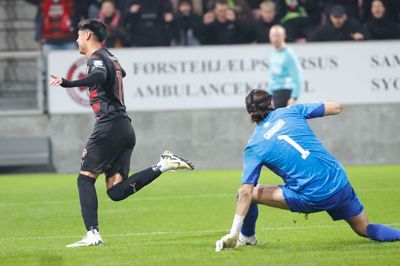 Ham her, Dario Osorio, er der store spørgsmål omkring inden kampen mod AGF. Uden ham vurderer jeg, at det ser meget svært ud. Her ses han i en tidligere kamp mod FCK.