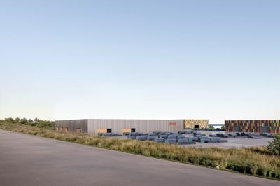 Byggeriet kommer ikke til at have lige så farverig en facade, som sine to forgængere, men den er designet til at binde det farverige sammen med et fremtidigt kontorbyggeri.