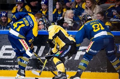 Christian Mieritz (t.h.), der her er fanget i fredagens første finalekamp mod Herlev, fremhæver, at holdet er lykkedes med at spille simpel og effektiv hockey.