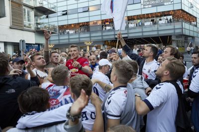 Da AGF vandt bronzemedaljer i 2020, var Busgaden proppet med aarhusianske fodboldfans.
