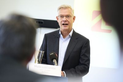 Administrerende direktør i AL Sydbank Mark Luscombe til pressemøde København i oktober, hvor fusionsplaner blev præsenteret.