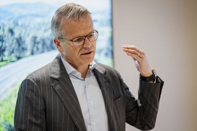 Mærsk-topchef Vincent Clerc på et pressemøde i februar.