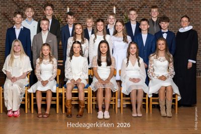 Onsdag 2. maj i Hedeagerkirken blev følgende elever fra Brændgårdskolen konfirmeret ved sognepræst Hanne Marie Meier: Anne Sofie Rømer Brix, Asger Wyrtz Mikkelsen, August Davidsen Overgaard, Bertel Engholm Jøns Johannsen, Carl Villum Bækgaard Christensen, Freja Schenk, Freya Bjerge, Johanne Ajaja Bak Kleist, Julius Trabski, Laura Lee Jensen, Leonora Fredberg Rasmussen, Lærke Bøggild Buch, Magne Blåbjerg Bøtcher, Mason Max Carøe Bjerring, Max Emil Borbjerg Mathiasen, Nanna Højris Jensen, Niels Christian Guldbrandt Nielsen, Nikolaj Svinth Dideriksen, Patrick Sand Eskesen og Rebekka Bording.