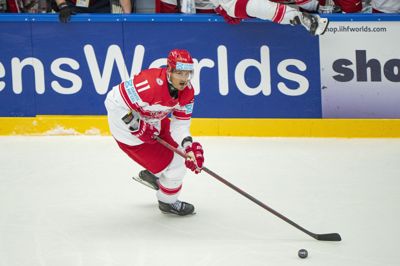 Alexander True stod for den anden danske scoring i 2-4-nederlaget til Slovakiet.