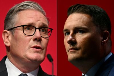 Storbritanniens premierminister, Keir Starmer (til venstre), er ked af, at den britiske sundhedsminister, Wes Streeting (til højre), har trukket sig.
