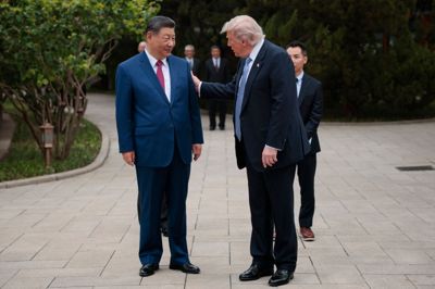 USA's præsident, Donald Trump, sammen med Kinas præsident, Xi Jinping, under et besøg i Beijing 15. maj.
