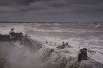 Den 21. oktober 2023 var der stormflod i store dele af Danmark. Her ved Strøby på Sydsjælland.