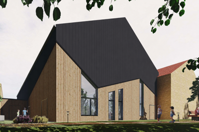 Ifølge tidsplanen begynder byggeriet af den nye hal ved Sølystskolen så småt i slutningen af august. Det samlede projekt skal stå færdigt i begyndelsen af 2028.