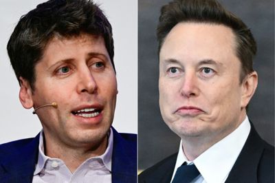 OpenAI - med Sam Altman, som ses til venstre, i spidsen - har hævdet, at Elon Musk, som ses til højre, forlod selskabet frivilligt efter et mislykket forsøg på at overtage kontrollen.