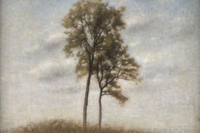 Vilhelm Hammershøis »Unge ege« fra 1907 er blandt malerierne i donationen. Maleriet måler 77 centimeter i længden og 55 centimeter i bredden.