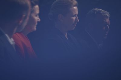 Partilederne Mette Frederiksen (S), Pia Olsen Dyhr (SF), Lars Løkke Rasmussen (M) og Martin Lidegaard (R) præsenterede tirsdag regeringsgrundlaget for en ny regering i Danmark på Marienborg.
