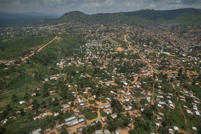 Luftfoto fra tirsdag taget fra en FN-helikopter viser område i Ituri-provinsen i DR Congo, som er ebolasmittes epicenter.