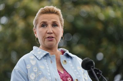 Statsminister Mette Frederiksen (S) holder åbningstale på Folkemødet i Allinge på klippeøen Bornholm.