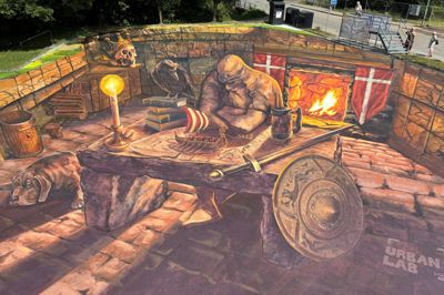 Wow! Gademaleriet med Holger Danske ved Street Art-festivalen er intet mindre end 1000 kvadratmeter stort.
